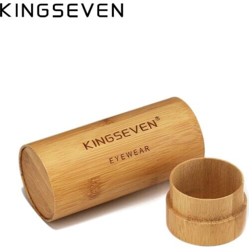 KINGSEVEN Sunglasses Wood Natural Bamboo Material Cylindrical Box Custom Logo For Wholesale / Drop shipping