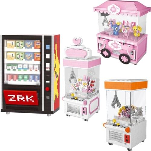 Classic mini cartoon doll machine self-service beverage machine model small building blocks children toy gift