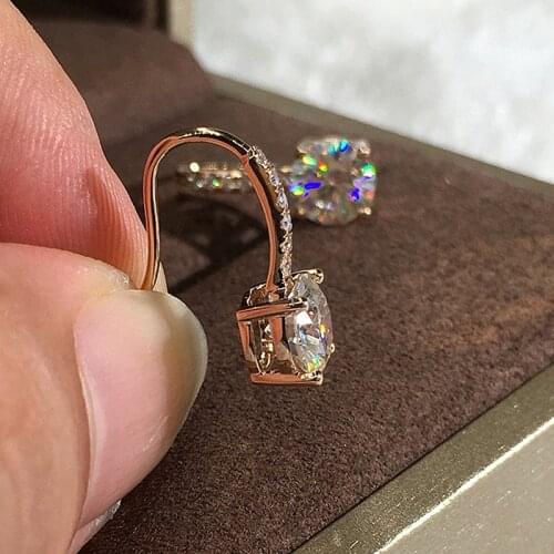 Solid 18K White Yellow Gold Round Brilliant Cut 0.5 ct Moissanite Ring Solarite Lab Diamond Engagement Ring For Women