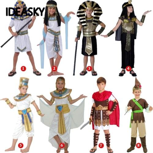 Halloween costume for kids Pharaoh queen egyptian cleopatra costume girls boys for children ancient egypt fancy dress Cosplay