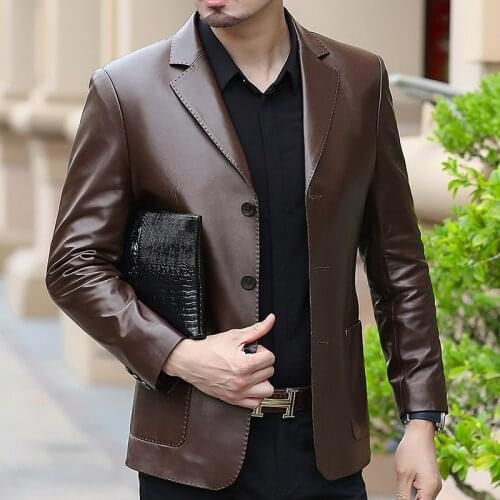 AYUNSUE mens genuine leather jacket men clothing 5XL 6XL man jackets autumn coat plus cotton clothes chaqueta hombre LXR774