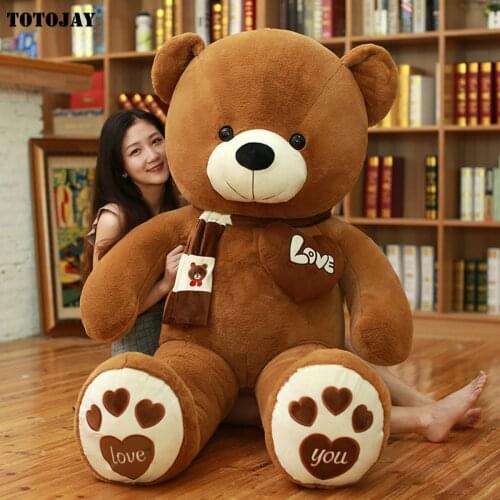 Hot 80/100CM 4 Colors Teddy Bear With Scarf Stuffed Animal Bear Plush Toy Teddy Bear Doll Lovers Birthday Baby Gift High Quality