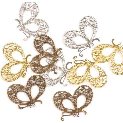 Metal Crafts Flower Filigree Wraps Butterfly Connectors For DIY Embellishments Scrapbook Craft Home Decor 20Pcs 43x21mm yk0764