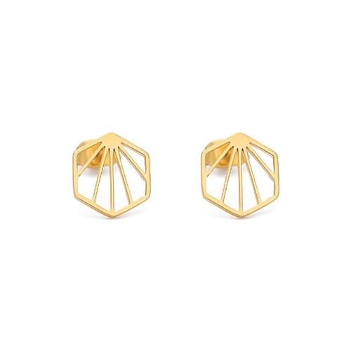 Minimalist Hexagon Cut Out Sunburst Earrings For Women Rose Gold Sun Jewellery Stainless Steel Stud Earring Bijoux Femme 2019