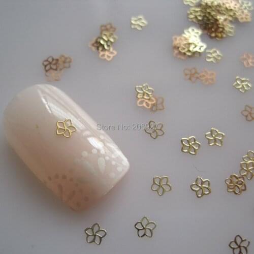 MS305-2 100pcs Sea Series Gold Cute Flower Metal Sticker Nail Art Metal Sticker Nail Art Decoration Non-adhesive Sticker