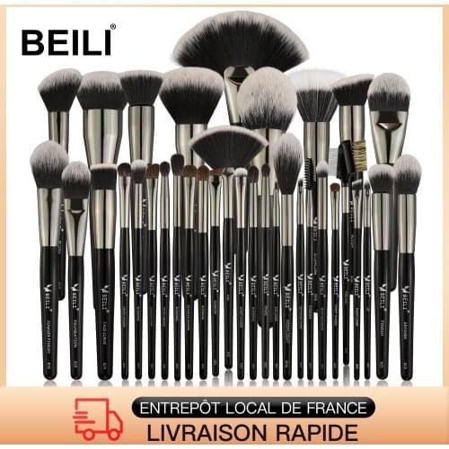 BEILI Black 35 pcs High quality Makeup Brushes Set Powder Eyelash Foundation Brush Professional Eye Make up Brushes Beauty Tool
