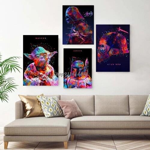 Disney Star Wars Marvel Movie Wall Art Posters and Prints Canvas Painting Darth Vader Yoda Home Room Decoration Anime Pictures