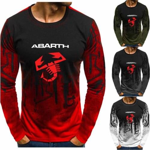 New Fashion Cotton Mens pullover Abarth Car Logo printing high quality Cotton Gradient Sweatshirt Mens tops