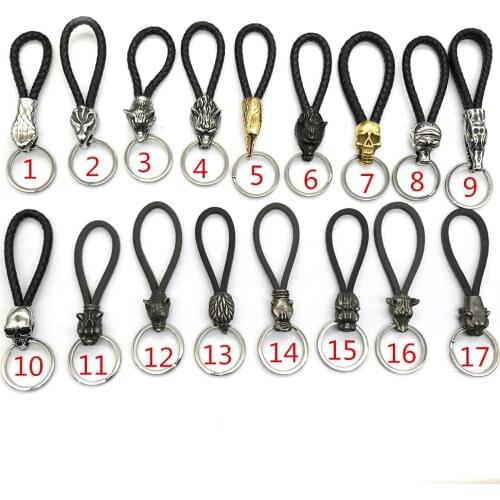 New Design Vintage 316l Stainless Steel Leather Keychain Men Women Fashion Jewelry Animal Keyring Car Key Chain Gifts