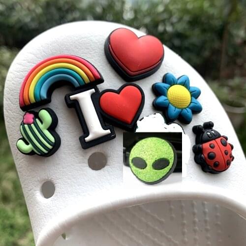 Original JIBZ Childrens gift ET loving heart Cactus shoe charms toys Cartoon PVC beach shoe accessories for kids