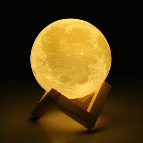 Rechargeable 3D Print Moon Lamp 2 Color Change Touch Switch Bedroom Bookcase Children kids luminaria Table NightLight Home Decor