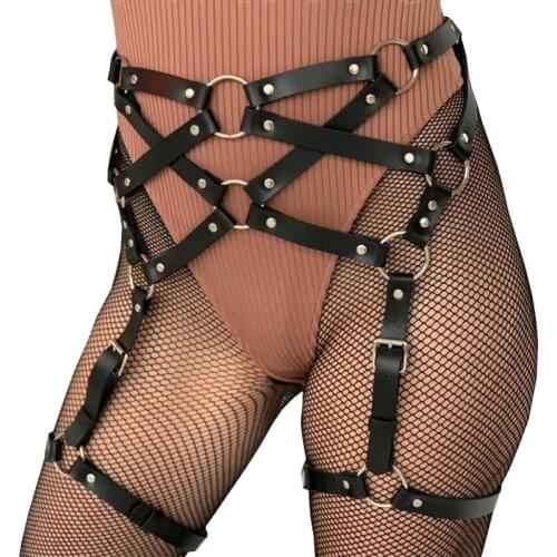 Thigh garter Women Leather Leg Harness Body Bondage Sexy Lingerie Punk Goth Garter Belt Bdsm Suspender Sword Belt