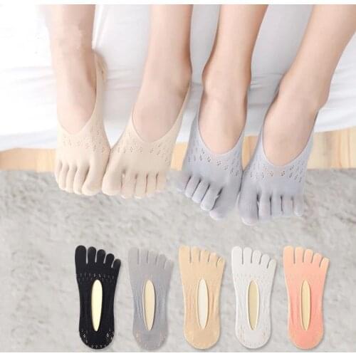 Richkeda Store New 2021 Women Summer Five-finger Socks Female Ultrathin Sock Funny Toe Invisible Sokken With Silicone Anti-skid