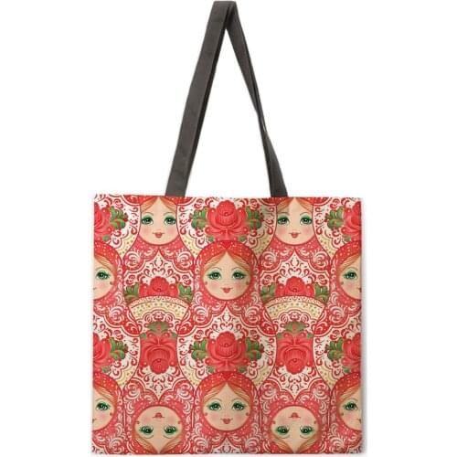 Russian matryoshka ladies leisure handbags foldable shopping bags ladies shoulder bags ladies handbags fashion beach bags