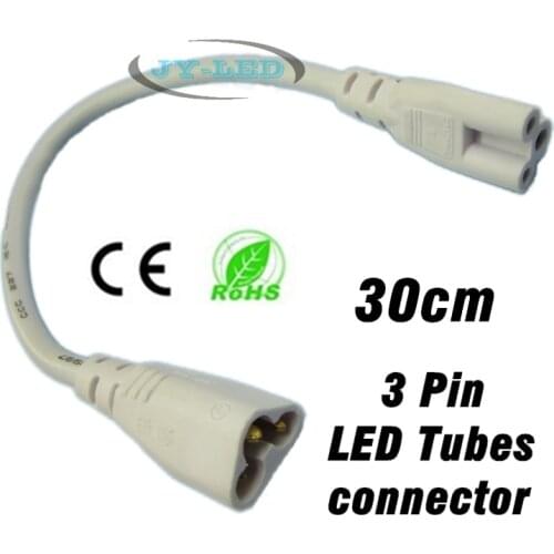 Fluorescent Lamp Connector Cable Corner Line, Male Female Plug tri-core 3 Pin 30cm For T5 T8 LED Tube Extend Connecting