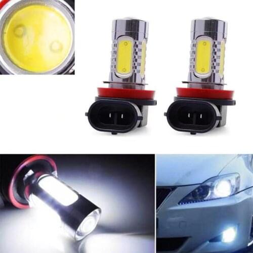 2pcs Super Bright 12V 7.5W H1 LED Fog Lamp H3 H7 H11 9005 9006 880 881 White Yellow COB Auto Car Headlight LED Fog Bulb Lamp