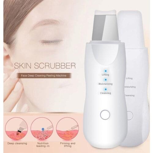 Ultrasonic Vibrate Rechargeable Skin Scrubber Face Cleaning Machine Facial Peeling Remove Blackhead Pore Cleaner Skin Care Tool