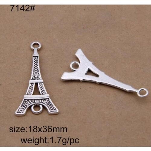 Alloy Iron Tower Spring Charms Antique Silver Plated Pendant Bracelets Necklace Jewelry Making Accessories DIY 18x36mm