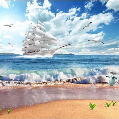 Wellyu Ultra HD smooth sailing seascape landscape 3D spray background wall custom large mural wallpaper papel de parede
