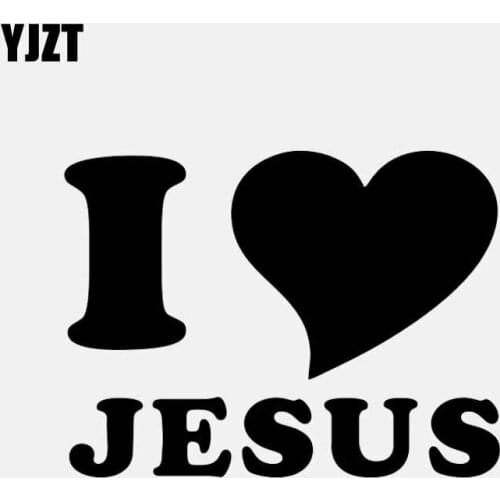 YJZT 12.7CM*9.5CM I LOVE JESUS HEART Christian Religious Vinyl Decal Car Sticker Black/Silver C3-1262
