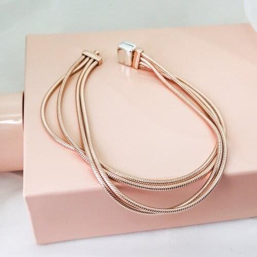 Rose Reflexions Style Multi Snake Chain Bracelet For Women 925 Sterling Silver Jewelry Fit Charms Beads DIY Bracelets Men