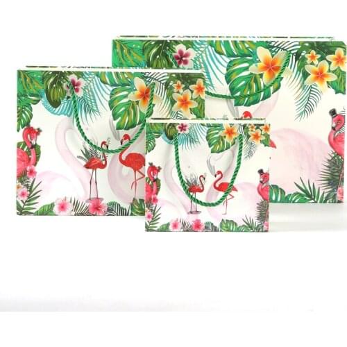 10pcs Creative Flamingo Gift bag Clothing Shopping Bag Candy Chocolate Packag Bag Biscuit Handbag Wedding Party Decoration Box