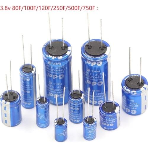 2PCS Super Lithium Ion Capacitor D-Type 3.8V 80F/100F/120F/250F/500F/750F Cylindrical High Energy High Power