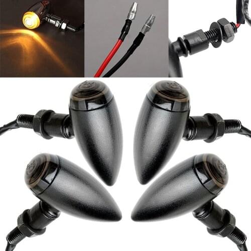 4pcs/Set Motorcycle Bullet Turn Signal Indicator Light Lamp For Harley Bobber Amber