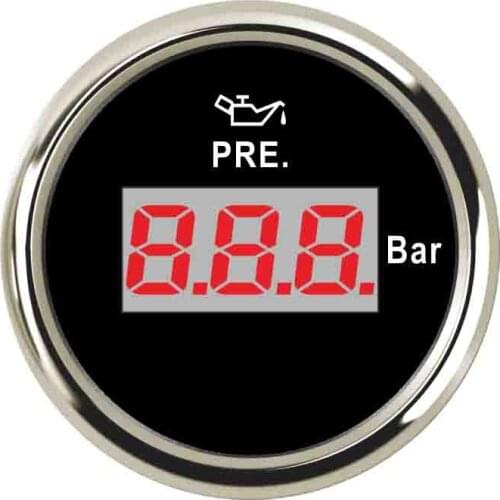52mm Marine Digital Oil Pressure Gauge 0~5Bar Press Gauge With Backlight 9~32V Fuel Gauge fit Motocycle Boat Pressure Sensors