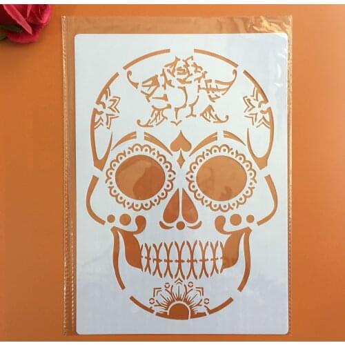 A4 29 * 21cm DIY Skull Stencils Wall Painting Scrapbook Coloring Embossing Album Decorative Paper Card Template,wall