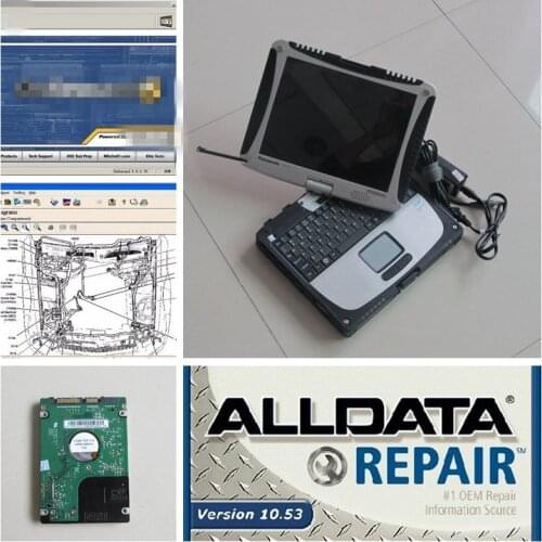 Alldata and mitchl software v10.53 alldata auto repair software 1tb hdd in laptop cf-19 used computer 4GB RAM