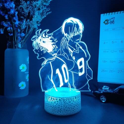 Anime Haikyuu Acrylic 3D LED Night Light Shoyo Hinata Figure Lamp For Kids Bedroom Decor Table Child Birthday Gift Light