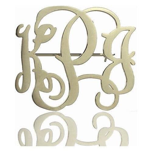 Amxiu Custom 925 Sterling Silver Brooches Engrave 1-3 Letters Initial Monogram Brooch Pin For Women Men Suit Accessories ID Tags