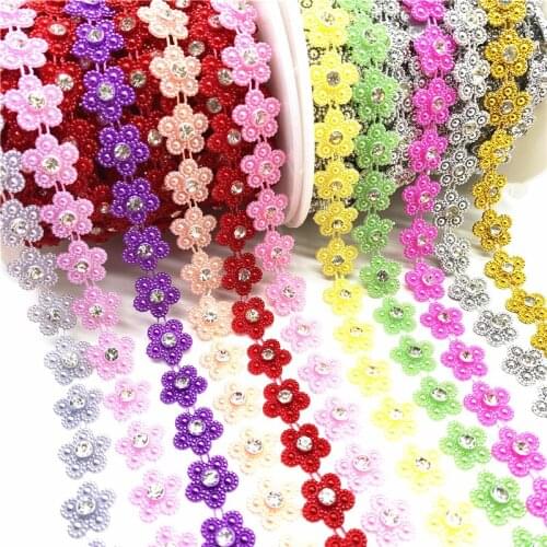 1Yards Rhinestone Chain Pearl Jewelry Chain Sew On Trims Wedding Dress Costume Applique Jewelry Making DIY Accessories