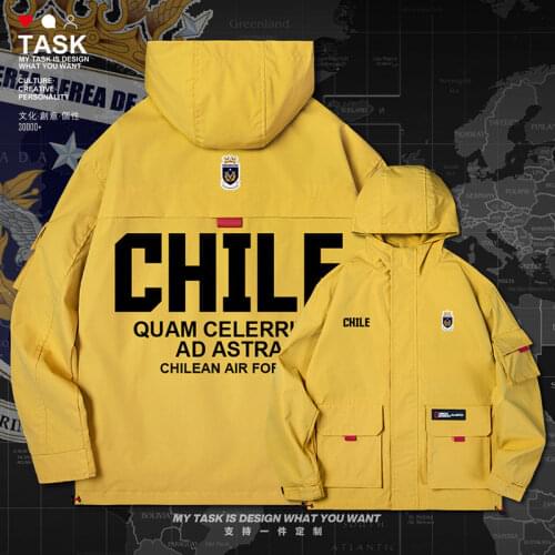 Chile Chilean CHL men jacket hooded air force logo army fan streetwear Military windbreaker Tactical clothing clothes autumn