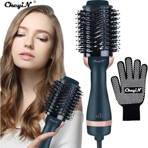 CkeyiN Electric 1000W Hair Dryer Brush Tourmaline Ceramic Professional Negative Ion Blow Dryer Hair Curler Hot Air Heating Comb