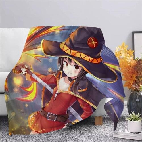 CLOOCL Anime Girl Megumin Konosuba 3D Print Plush Flannel Blankets Adult Home Office Sofa Travel Washable Blanket Drop Shipping