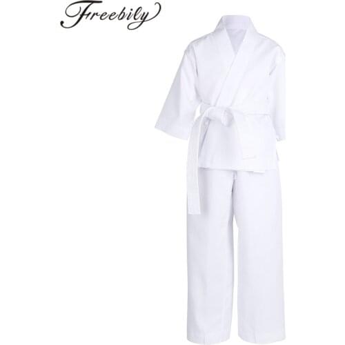 Children Student Karate Uniform with White Belt Lightweight Suit Boys Girl Beginners Karate Training Clothing Kids Karate Outfit