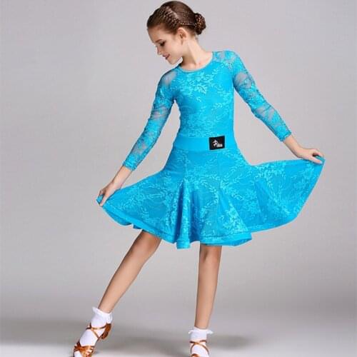 6 colors blue latin dress for girls dance costume kids salsa dresses latino dance dress kids girls children latin dance dress