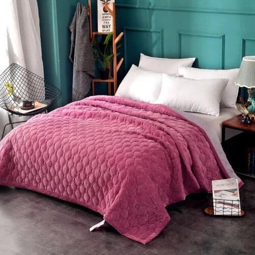 Home Furnishing Blanket Crystal Velvet Sheets Warm Pure Color Bed Cover Flannel Thicker Velvet Blanket Single Double Bed