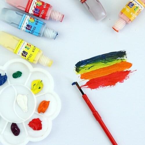 Jincai 12+3 DIY Gouache Watercolor Paint 12 Colors Washable Paint Pigment With Palette Brush Non-Toxic Kids Graffiti Painting
