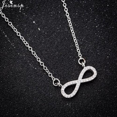 Jisensp Crystal 8-Shaped Charm Necklace Infinity Love Pendant Necklace for Women Girls Fashion Jewelry Wedding Gift bijoux