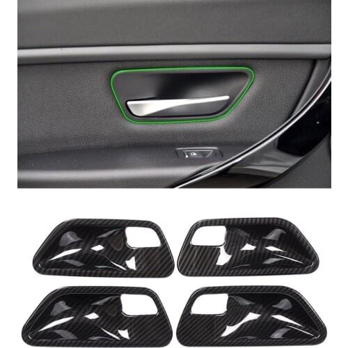 Carbon Fiber Interior Door Handle Bowl Cover Trim 4pcs For BMW 3 4 Series F30 F32 F35 316i 318i 320li 2013-2018