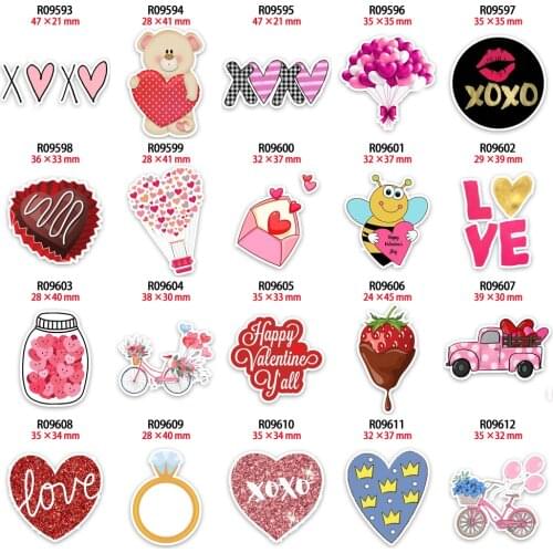 Lovely Valentines Day Acrylic Charms Resin Printed 10pcs/lot for Hair Bows Planar Resin Crafts