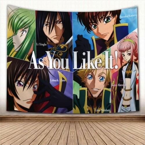 Nice Code Geass Anime Tapestry Colorful Psychedelic Decorative Carpet Wall Fabric For Living Room Bedroom Tapestries Accessories