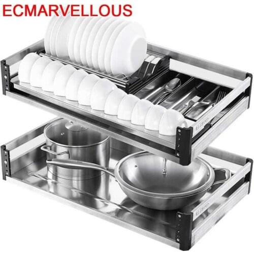Platos Kuchnia Cestas Para Organizar Dish Drainer Organizer Stainless Steel Cozinha Rack Cuisine Kitchen Cabinet Storage Basket