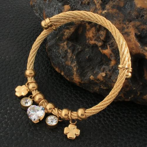 Fashion Stainless Steel Jewelry Simple Bangle Bracelet Gold Color Hot For Women Gift BRYZ072