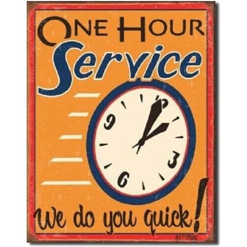 Moore One Hour Service We Do You Quick Funny Retro Wall Decor Metal 20X30 Tin Sign New