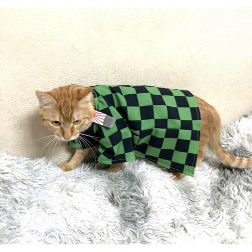 Cartoon Pet Dog Cat Clothes Demon Slayer Cosplay Kimetsu no Yaiba Kamado Tanjirou Kimono Bathrobe for Pet Cat French Bulldog