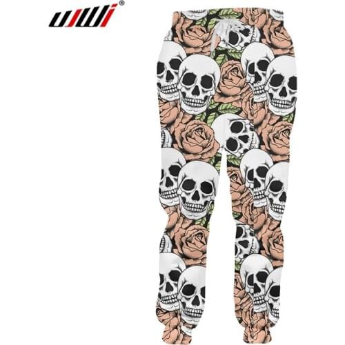 UJWI Red Rose Mens Pants 3D Printed A Pile Of Skulls Medium And Long Section Large Size Leisure Man 6XL Sweatpants